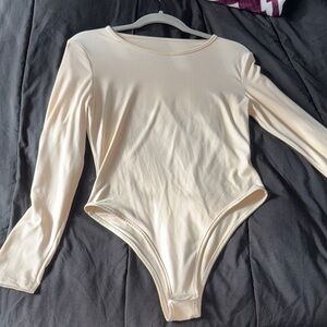 Fashion Nova Cream Long Sleeve Bodysuit